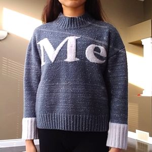 Blue/grey and white knit sweater